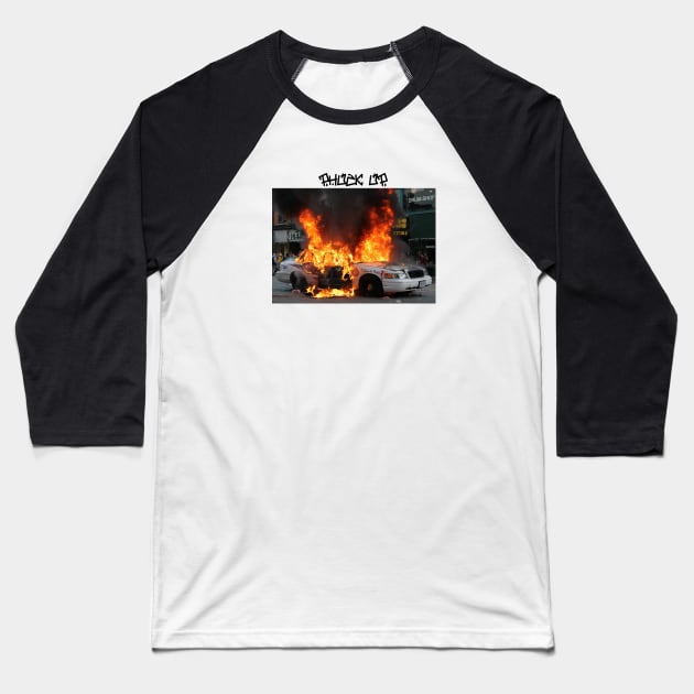 cop car on fire Baseball T-Shirt by PHUCK_UP